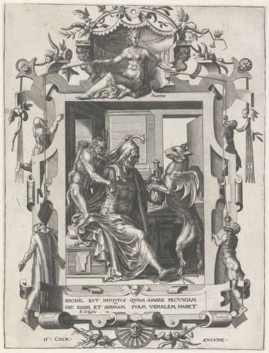 Dwaasheid van hebzucht en gierigheid by Dirck Volckertsz. Coornhert