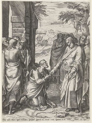 Christus geeft de sleutels van de kerk aan Petrus by anonymous