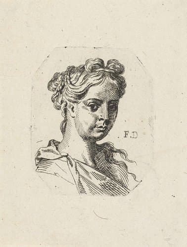 Buste van vrouw met opgestoken haar by Frans Decker