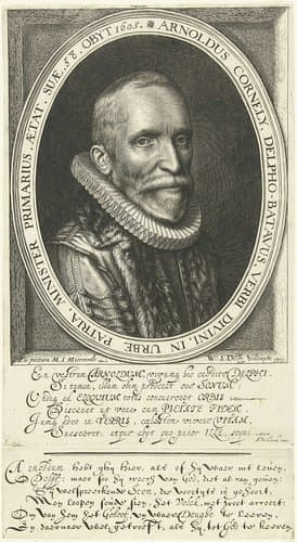 Portret van predikant Arnold Cornelisz. Crusius op 58-jarige leeftijd by Willem Jacobsz Delff