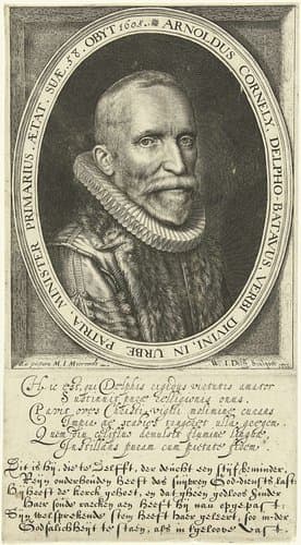 Portret van predikant Arnold Cornelisz. Crusius op 58-jarige leeftijd by Willem Jacobsz Delff