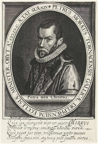 Portret van Petrus Moraeus op 45-jarige leeftijd by Willem Jacobsz Delff