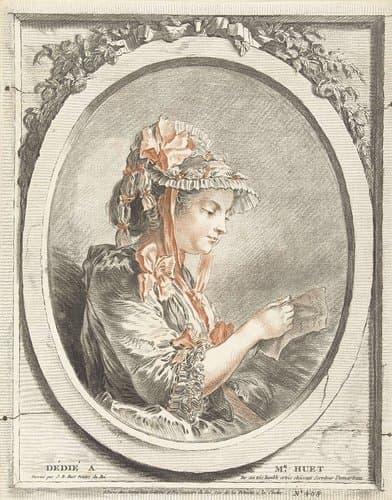 Lezende vrouw in ovaal by Gilles Demarteau