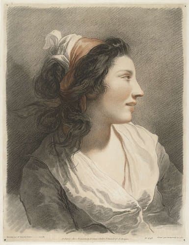 Buste van jonge vrouw met hoofddoek by Gilles Antoine Demarteau