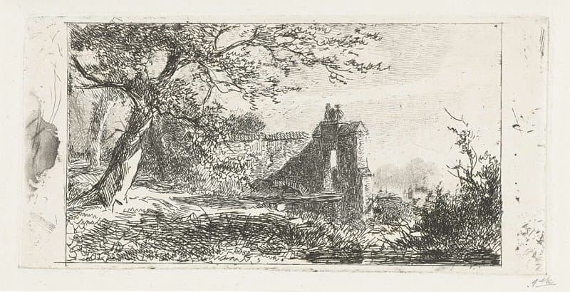 Landschap met poortgebouw by Jan Frederik van Deventer