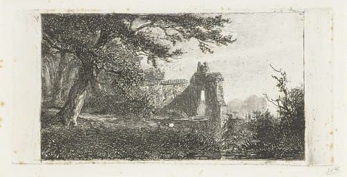 Landschap met poortgebouw by Jan Frederik van Deventer