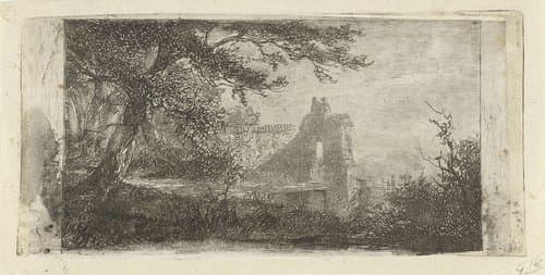 Landschap met poortgebouw by Jan Frederik van Deventer
