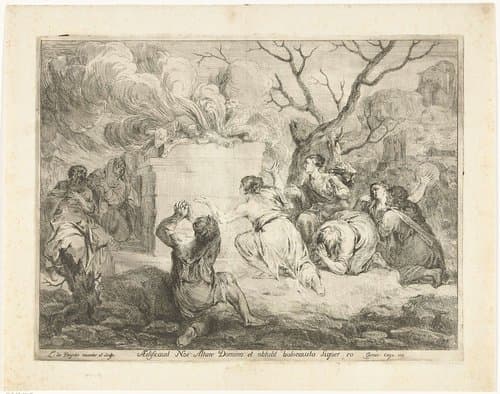 Offer van Noach na de zondvloed by Louis de Deyster