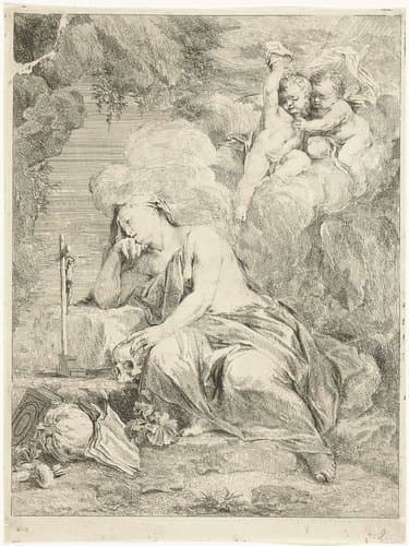 Maria Magdalena mediterend by Louis de Deyster
