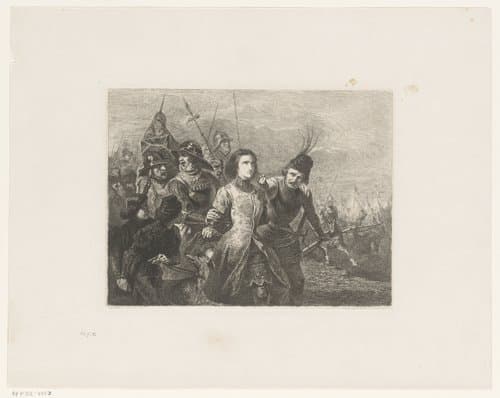 Jeanne d'Arc wordt door soldaten gevangen en meegevoerd