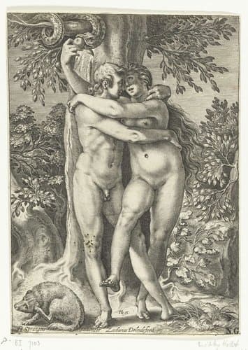 De verzoeking van Adam en Eva by Zacharias Dolendo
