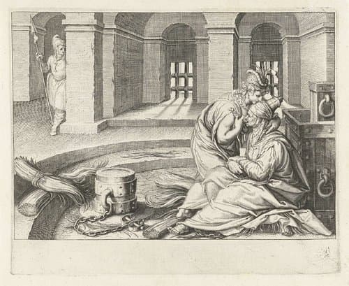 Een dochter zoogt  haar moeder in de gevangenis by Zacharias Dolendo