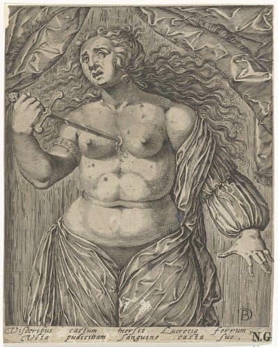 Zelfdoding van Lucretia by Bartholomeus Willemsz. Dolendo