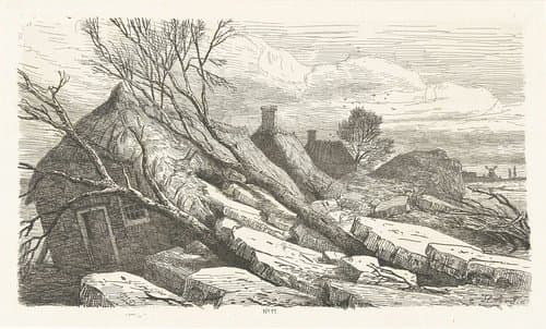 Gezicht op de dijk tussen Maren en Alem met kruiend ijs by Pierre Louis Dubourcq