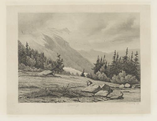 Gezicht op een besneeuwde bergtop in Chamonix by Pierre Louis Dubourcq