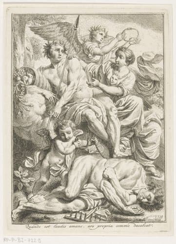 Allegorische voorstelling met de Schilderkunst die gekroond wordt door de Eeuwigheid by Louis Fabritius Dubourg