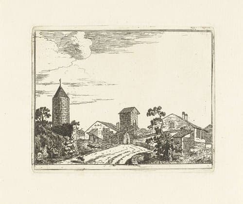 Gezicht op een stadspoort by Daniël Dupré