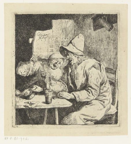 Twee zingende mannen in een herberg by Cornelis Dusart