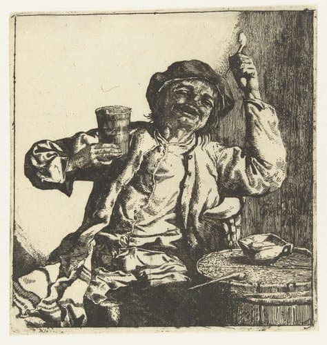 De vrolijke drinker by Cornelis Dusart