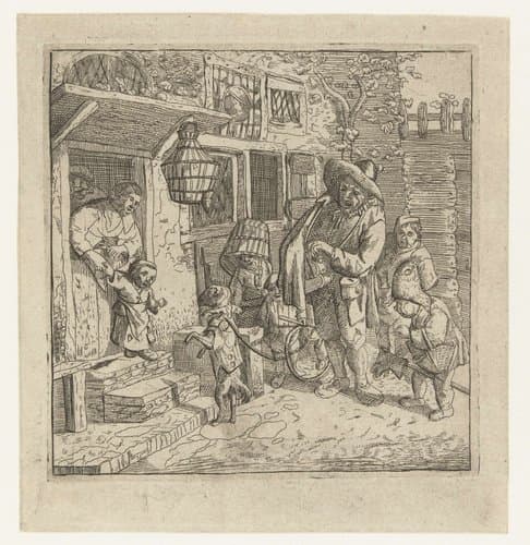 De lierspeler met het dansende hondje by anonymous