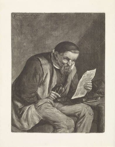 Brieflezende boer by Cornelis Dusart