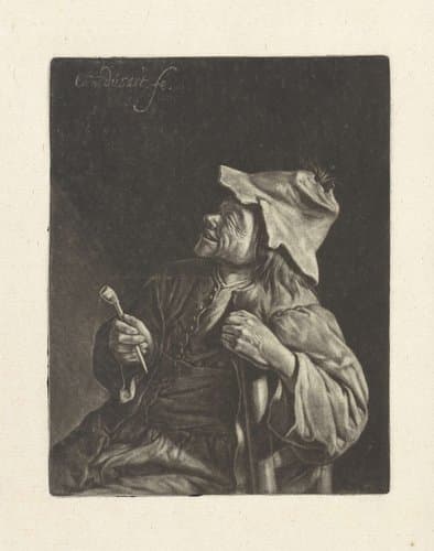 Zittende boer met een pijp in de hand by Cornelis Dusart