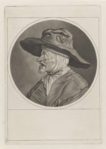 Zingende man met grote hoed (het Gehoor) by Cornelis Dusart