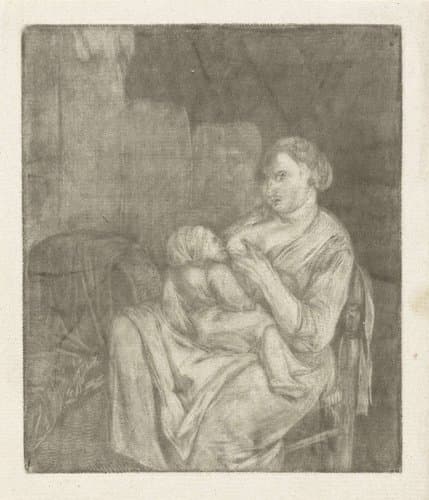 Moeder met kind aan de borst by Cornelis Dusart