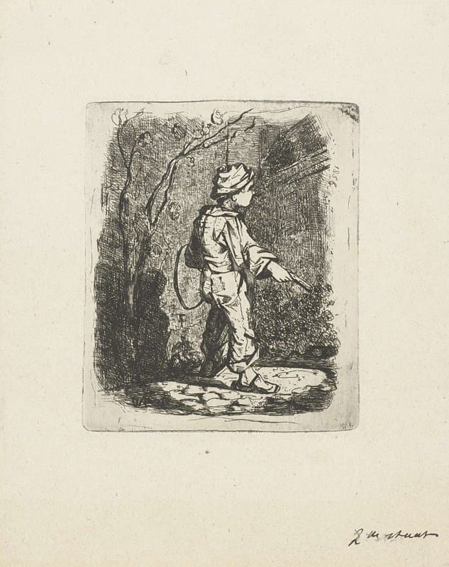 Jongetje met hoepel by Willem Cornelis van Dijk