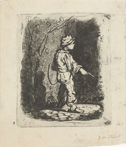 Jongetje met hoepel by Willem Cornelis van Dijk
