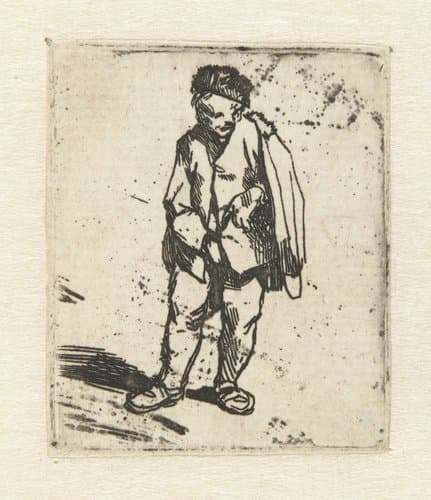 Staande man met mantel over schouder by Cornelis Pietersz. Bega