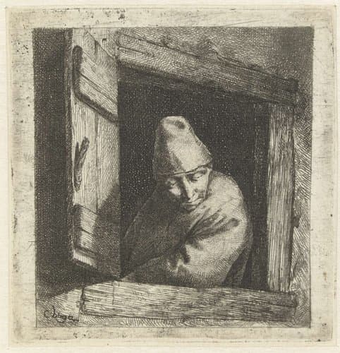 Man bij open raam by Cornelis Pietersz. Bega