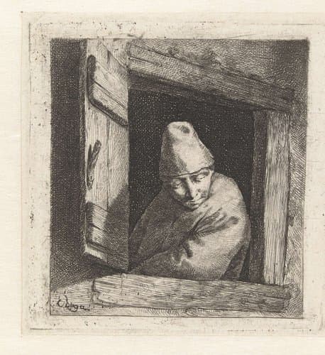 Man bij open raam by Cornelis Pietersz. Bega