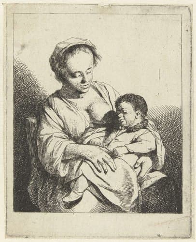 Moeder met kind op schoot by Cornelis Pietersz. Bega