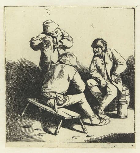 Drie drinkende mannen by Cornelis Pietersz. Bega