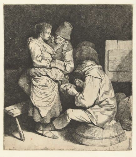 Vrouw vastgepakt door man by Cornelis Pietersz. Bega