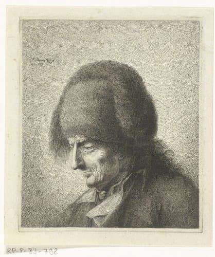 Portret van een onbekende man met bontmuts, mogelijk genaamd van der Werff by Joannes Bemme