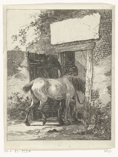 Paarden met knechten by Joannes Bemme