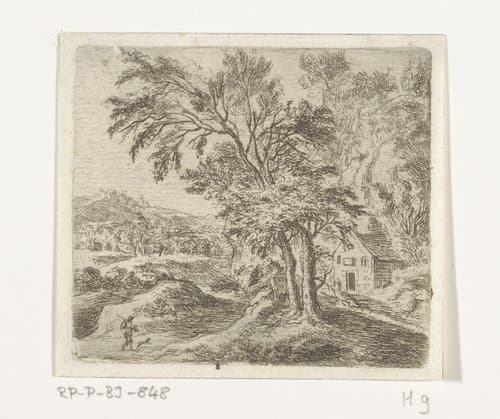 Landschap met wandelaar op weg naar een huis by Bartholomäus Ignaz Weiss