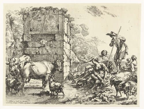 Drinkende koe by Nicolaes Pietersz Berchem