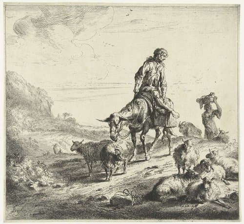 Man op een ezel by Nicolaes Pietersz Berchem
