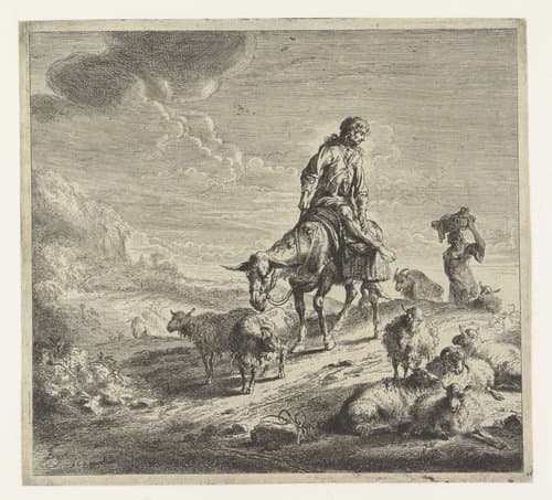 Man op een ezel by Nicolaes Pietersz Berchem