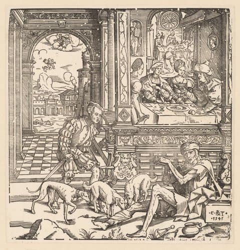 De rijke man en de arme Lazarus by Cornelis Anthonisz.