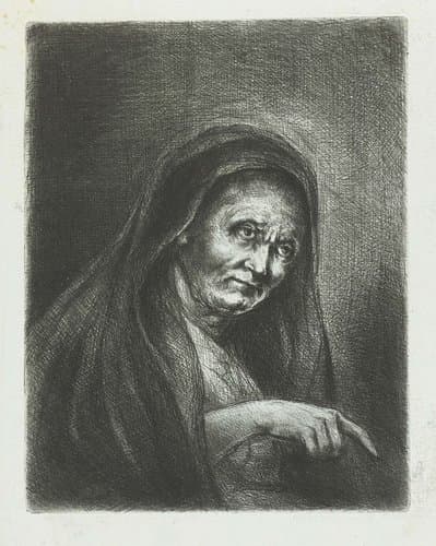Oude vrouw by Jan Chalon