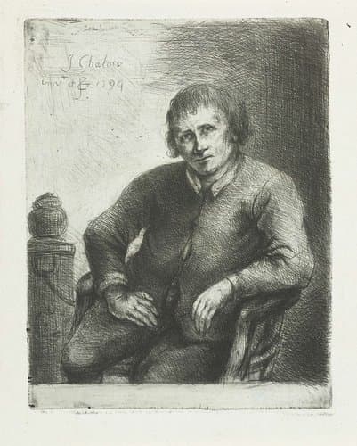 Zittende man naast een pilaar by Jan Chalon
