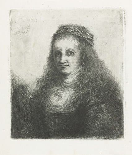 Vrouw met een parelsnoer in haar by Jan Chalon