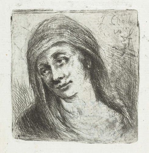 Vrouw met hoofddoek by Jan Chalon