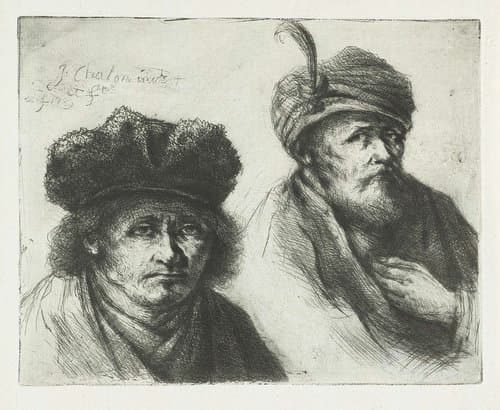 Twee mannen, met hoed en tulband by Jan Chalon