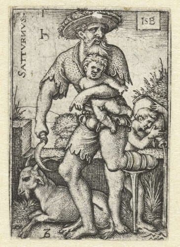 Zeven planeten en sterrenbeelden by Hans Sebald Beham
