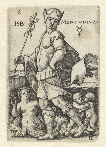 Mercurius met sterrenbeelden Maagd en Tweelingen by Hans Sebald Beham